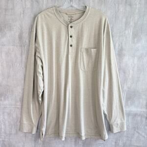 RedHead Mens Henley Shirt XL Beige Long Sleeve Pocket Tee Outdoor